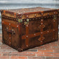 Antique Inspired English Leather Steamer Trunk Interior Coffee Table End Table