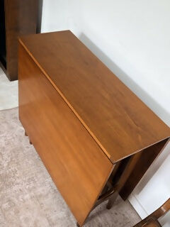 Mid Century Modern Teak Drop Leaf Dining Table Vintage Space Saving Gate Legs