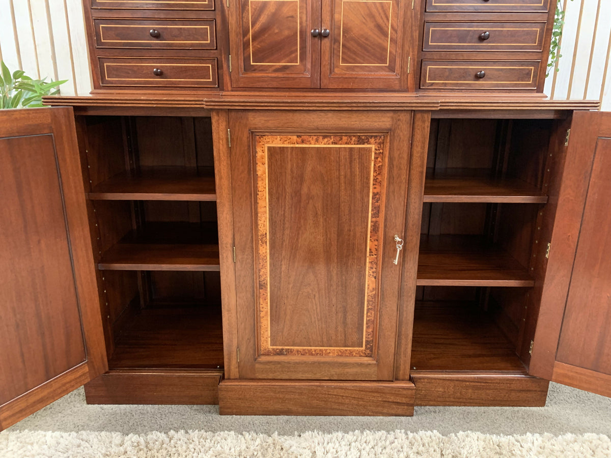 Shaw & Riley Hand Crafted Mahogany Sideboard Hutch Cabinet Yorkshire Critters Seahorse