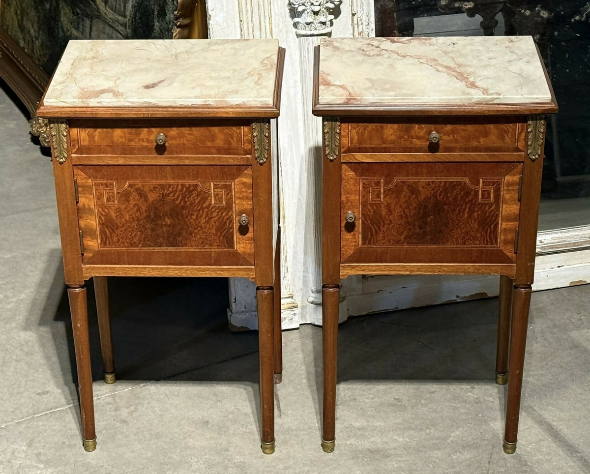 Lovely Pair French Bedside Cabinets