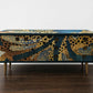 Midcentury Retro Painted Upcycled Sideboard Furniture White With Octopus Print. Commission Piece.