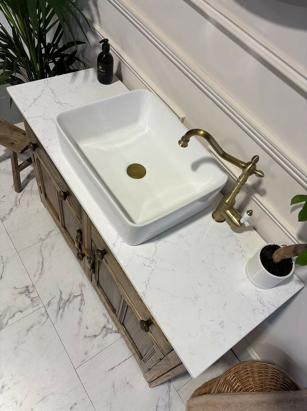 Wooden Bathroom Vintage Vanity Unit