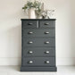 Set of 3 - Painted solid Pine Chest of Drawers and Pair of Bedside Tables in Charcoal Grey