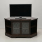 Corner TV Video Stand Leaded Glass Doors Media Player Shelf FREE* UK Delivery