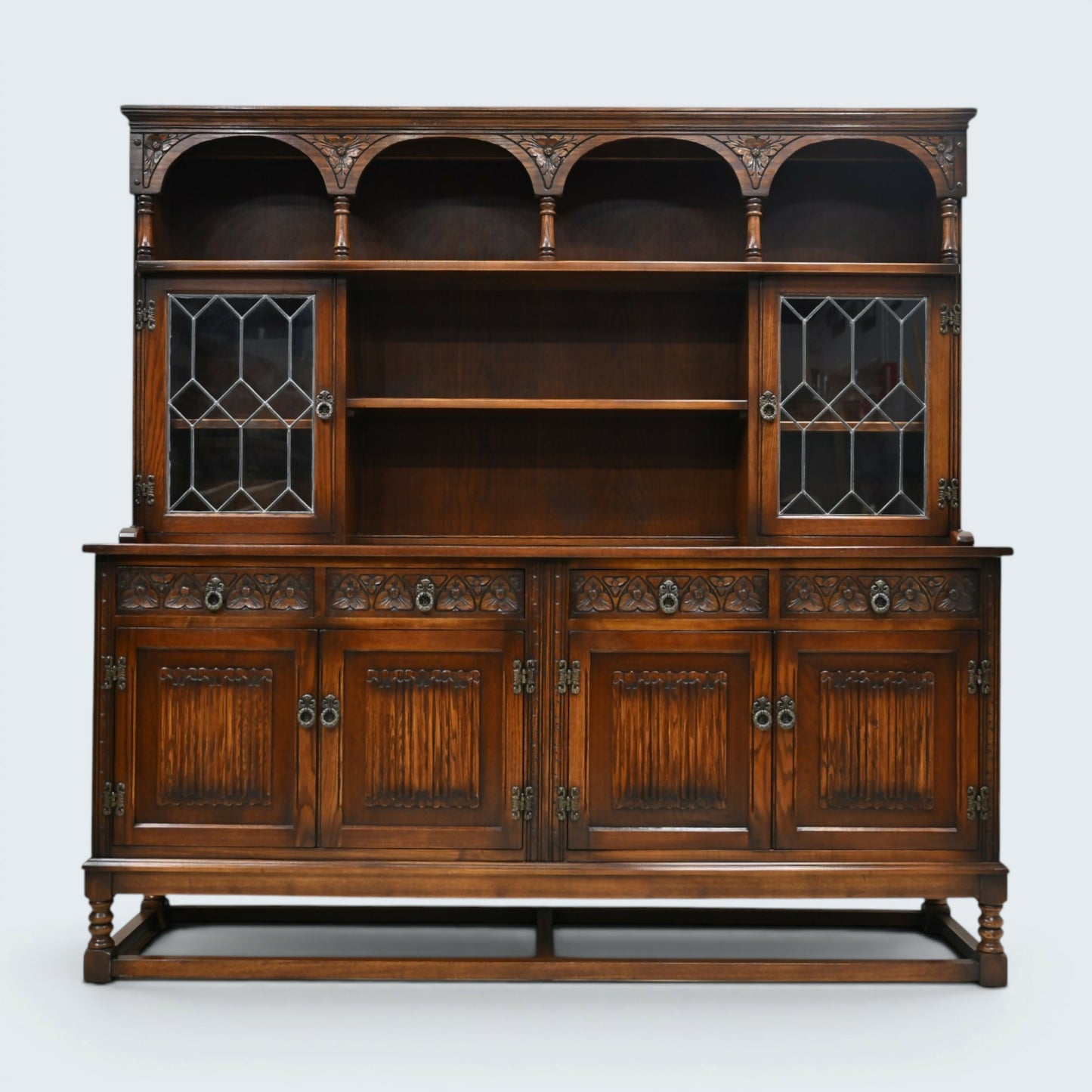 Old Charm Oak Dresser In Tudor Brown 6ft Wide Sideboard Display FREE UK Delivery