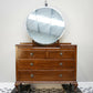 Vintage Carved Oak Dressing Table with Mirror 1930s