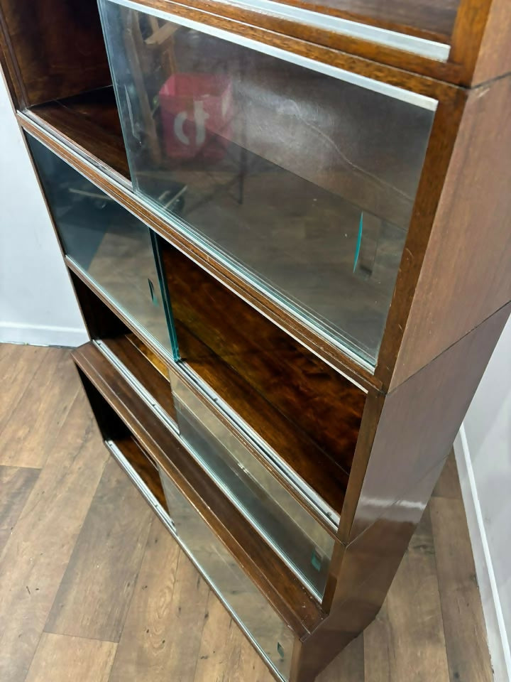 Minty Oxford Mid Century Library Oak Glazed Six Tier Bookcase