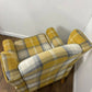 Modern Tartan Fireside Armchair – Upholstered Accent Chair in Mustard, Blue & White