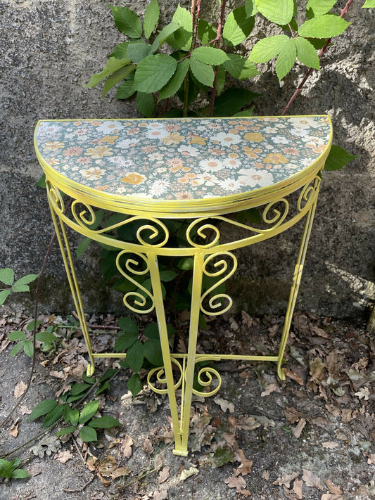 yellow half moon plant stand 3
