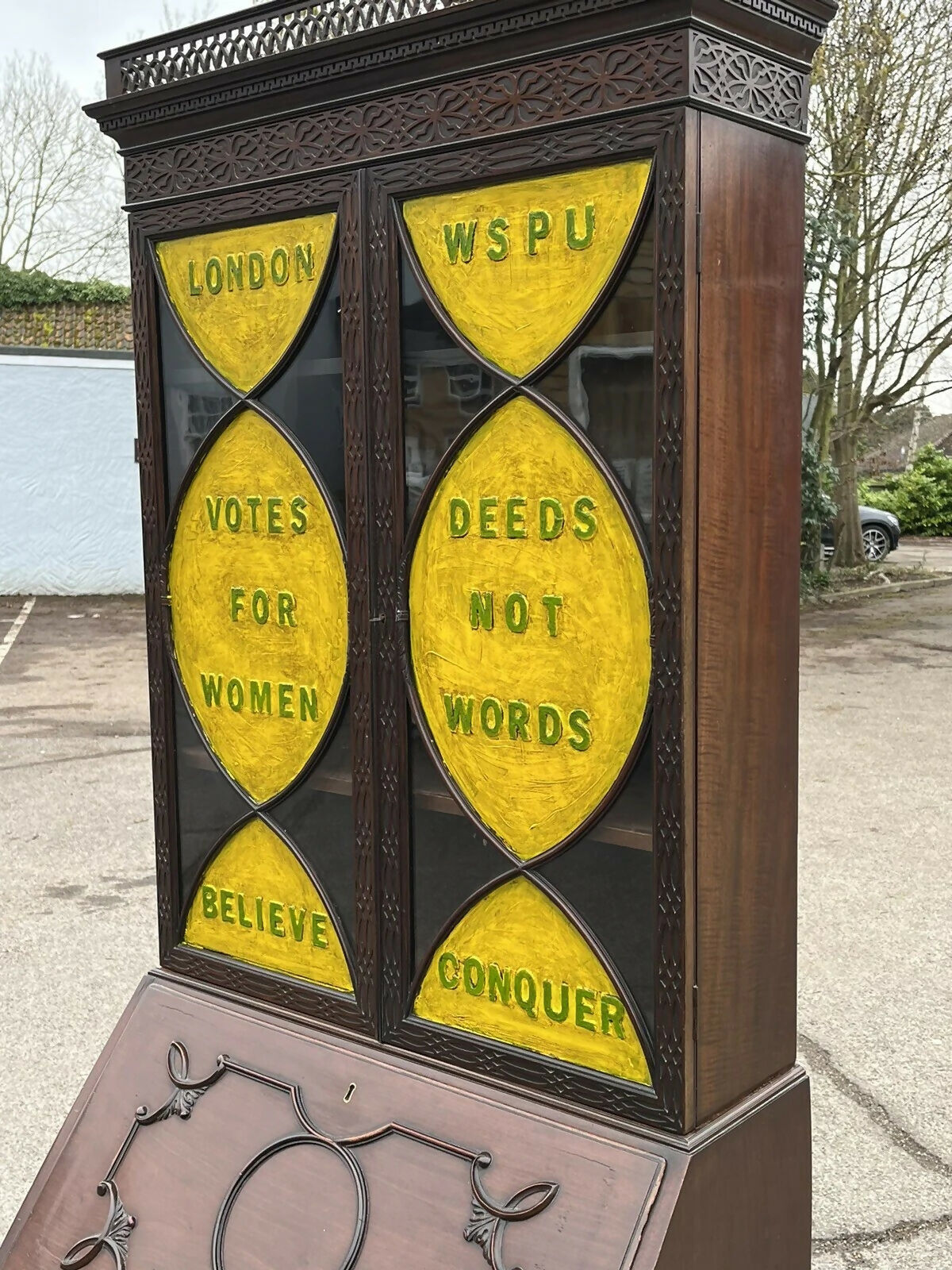 Suffragette WSPU Mahogany Vintage Bookcase Bureau