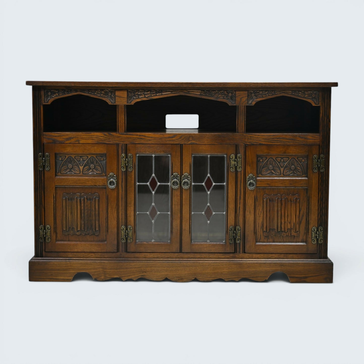 Old Charm Large TV Stand Hi Fi Cabinet Media Unit Unit Light Oak FREE Delivery