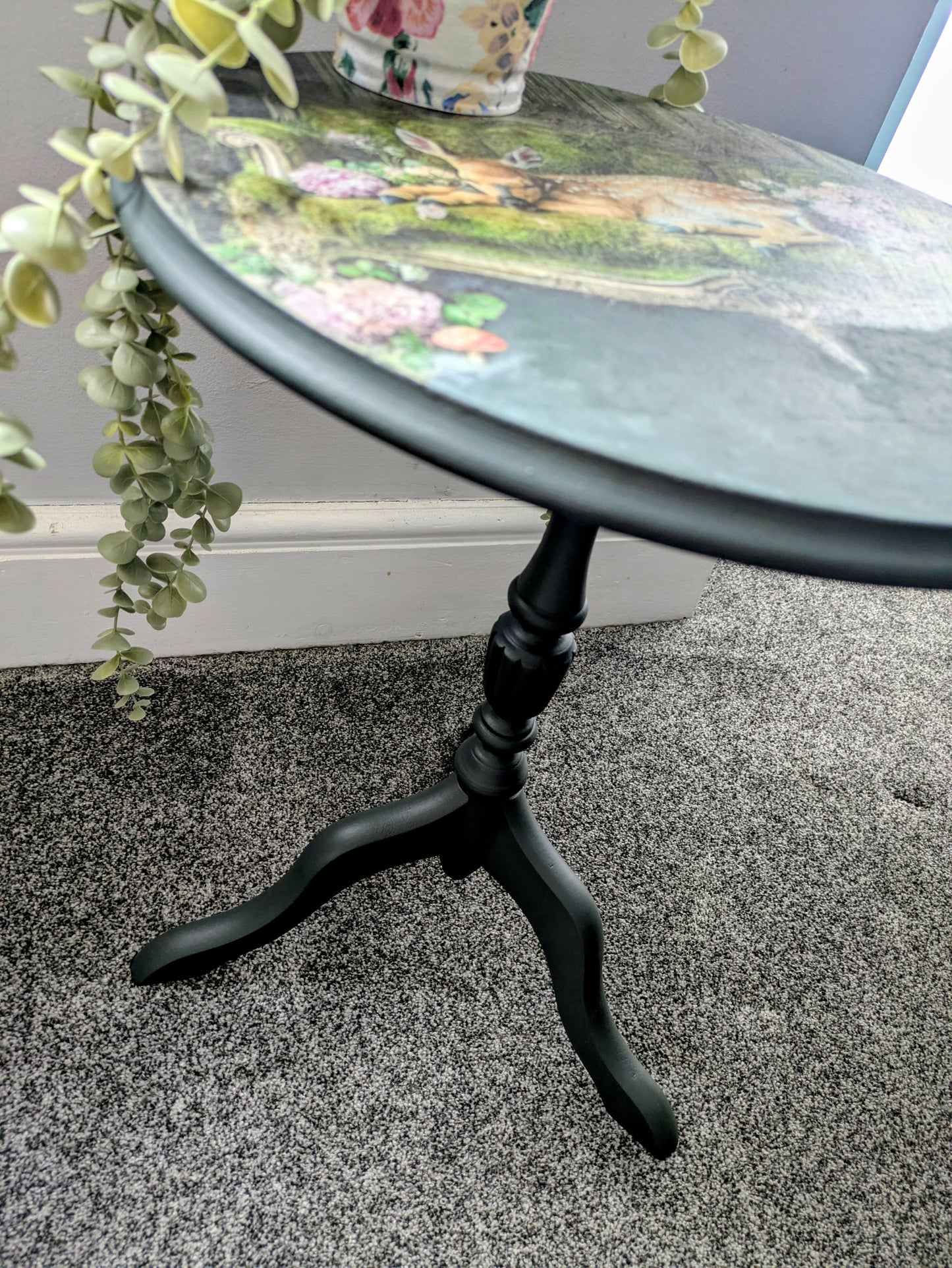 Hand Painted and Decoupaged Small Side Table