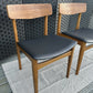 Pair of Vintage Mid-Century Danish Dining Chairs Black Vinyl