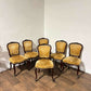 Vintage Set Of Six French Mahogany Framed Dining Chairs