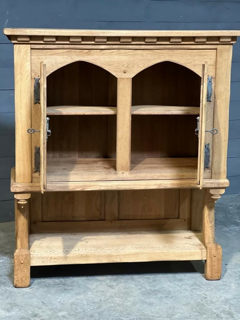French Gothic Bleached Oak Cupboard