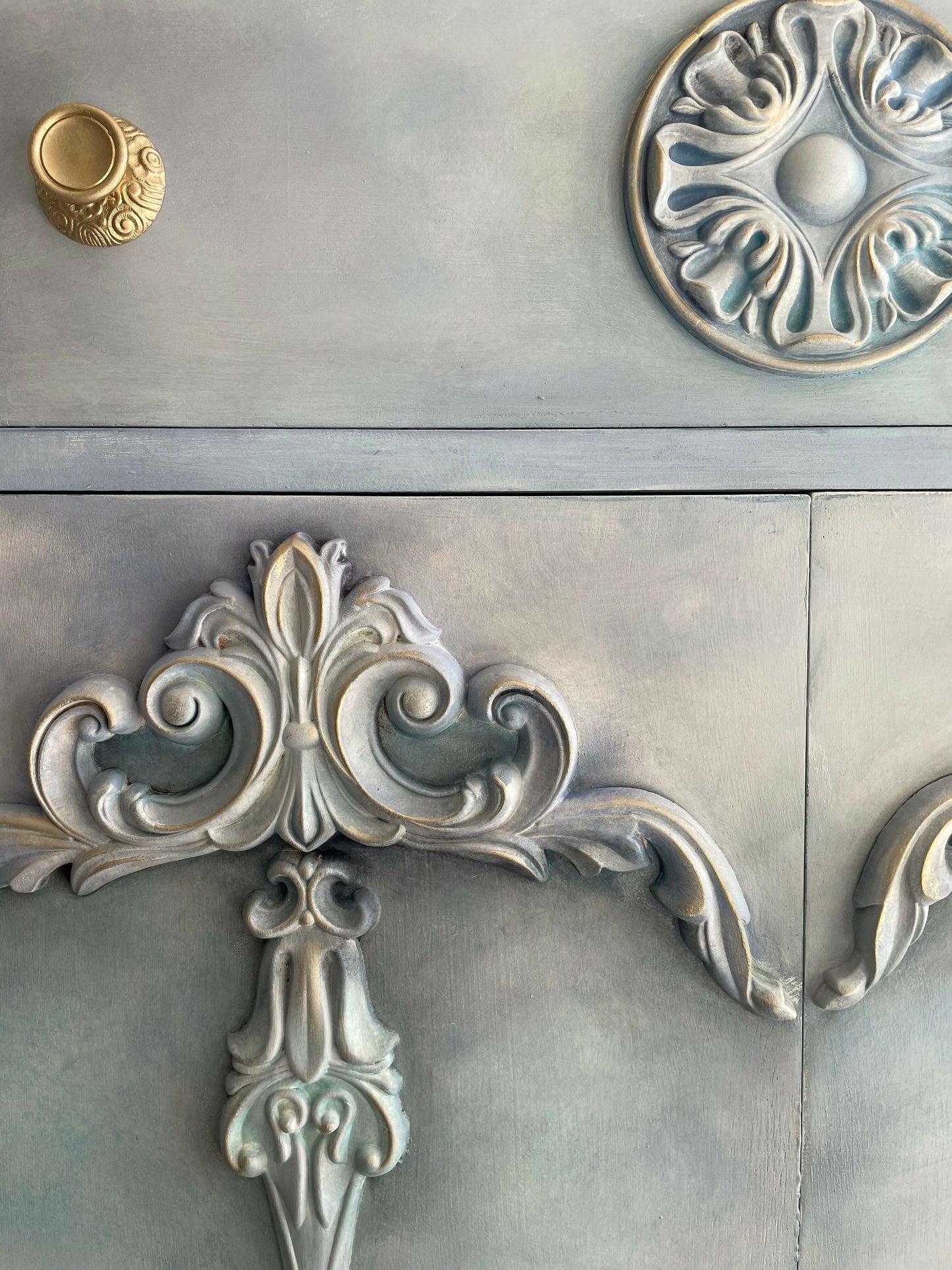 Vintage Tallboy Hand Painted Blue and White