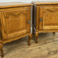 Pair of Bedside Tables Vintage French Louis Oak Nightstands Cabinets LOT 6295