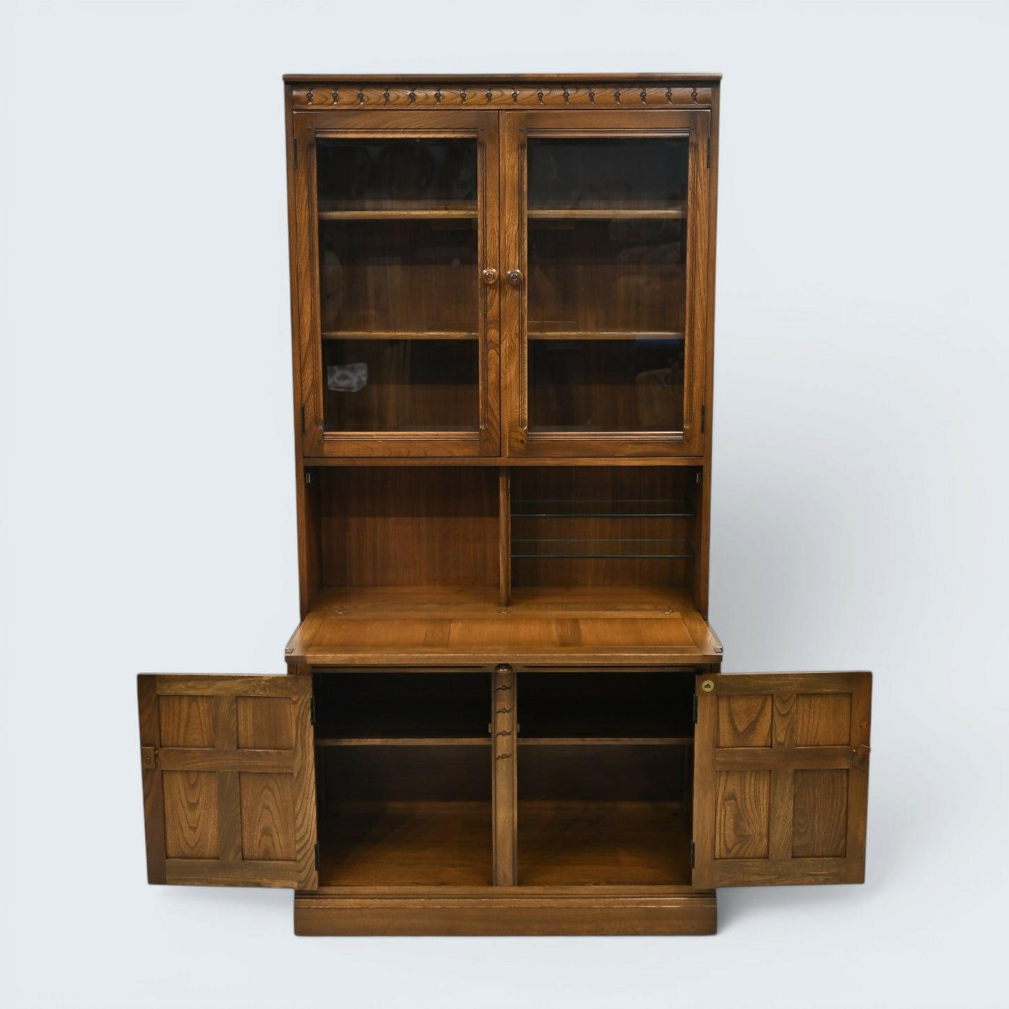 Ercol Mural Wall Unit Drinks Display Cabinets Solid Elm EXC FREE UK Delivery