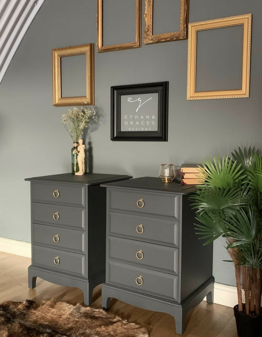 Stunning pro spray painted stag bedside tables Grey….ANY COLOUR