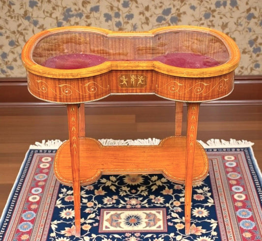 Edwardian Painted Satinwood Bijouterie Table / Vitrine