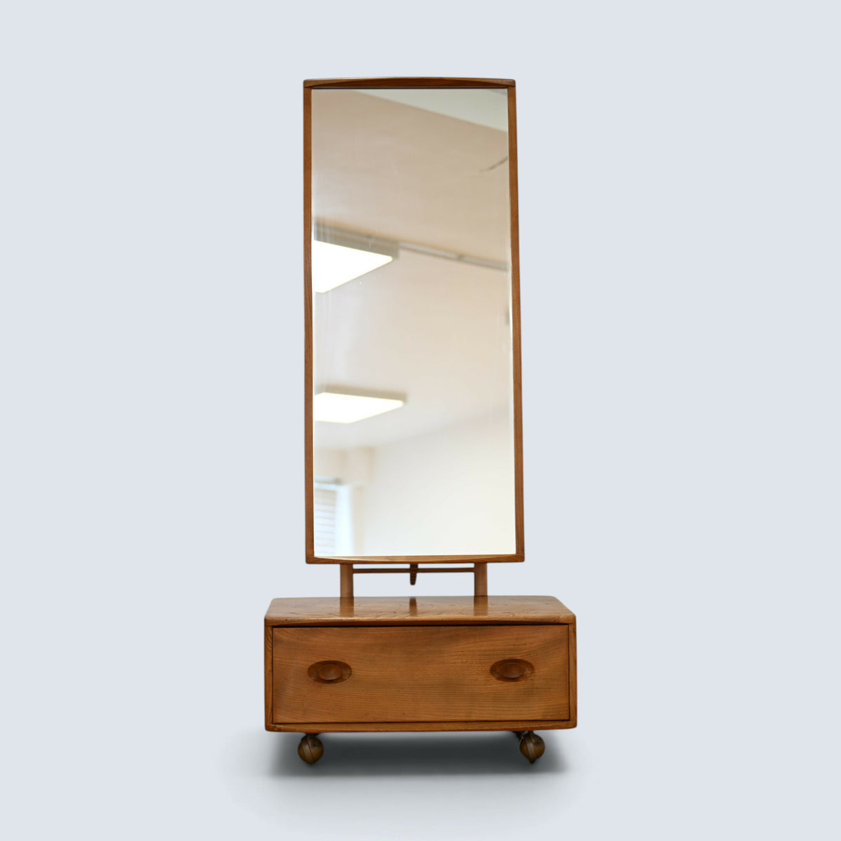 Ercol Dressing Mirror On Casters With Drawer Natural Light FREE UK Delivery*
