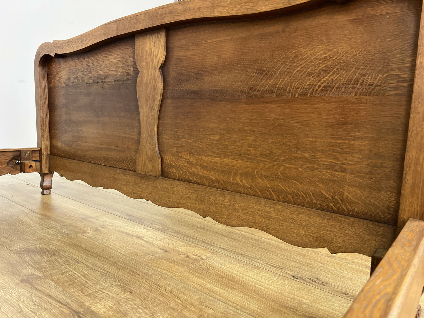 Bed Vintage French Louis XVI Oak Double Bed Frame Carved Headboard LOT 6382