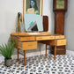 Alfred Cox Dressing Table in Walnut for Heals with Triple Mirror and Glass Top.