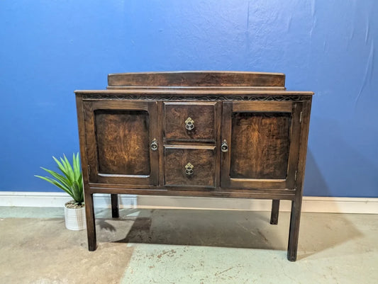 Vintage Oak Sideboard Cupboard With Drawers Dresser Base Service Cabinet English