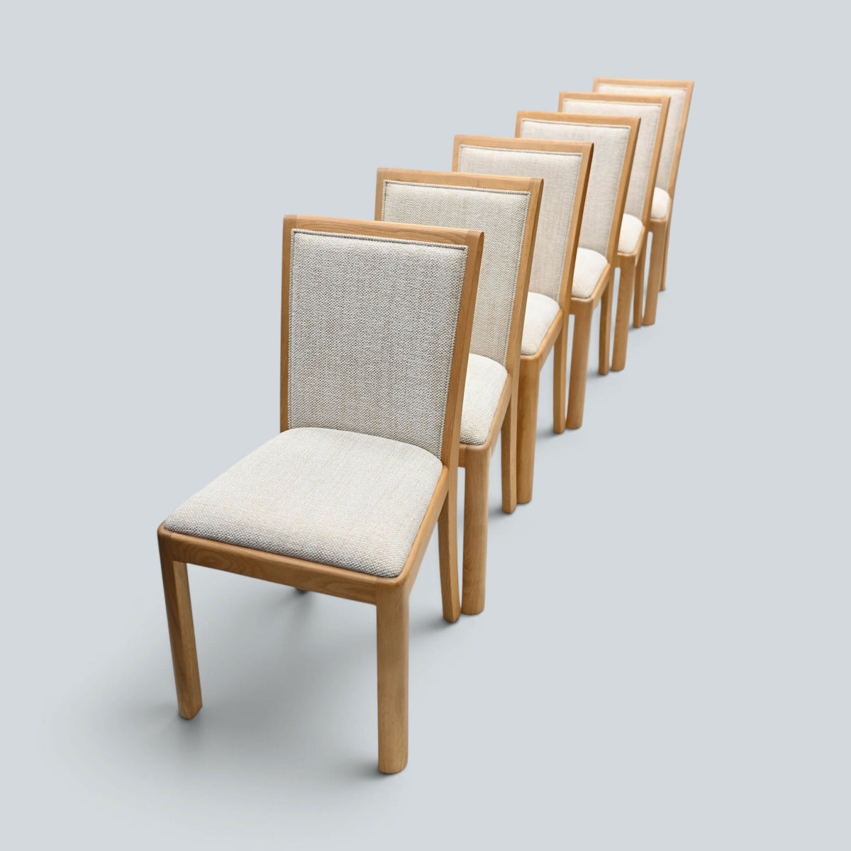 6 Oak Dining Chairs Beige Fleck Upholstery EXC Very Clean FREE UK Delivery*