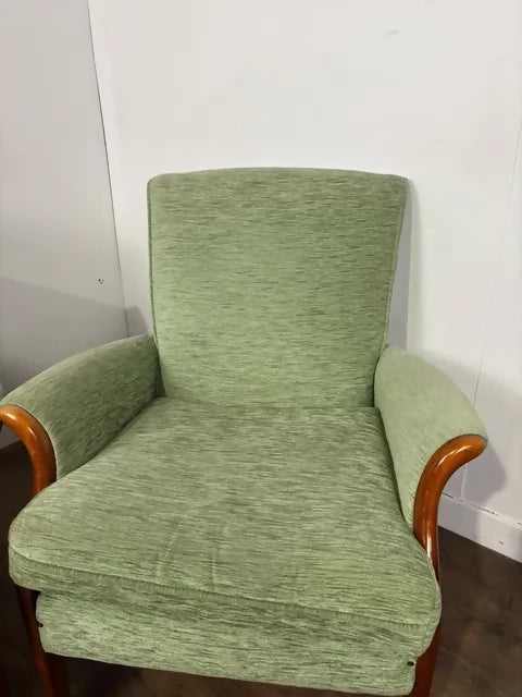 Vintage Pair of Parker Knoll Light Green Upholstered Armchairs – Model PK 749-1014