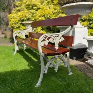 Garden Bench Pebble Grey Adorned with Sapele Planks