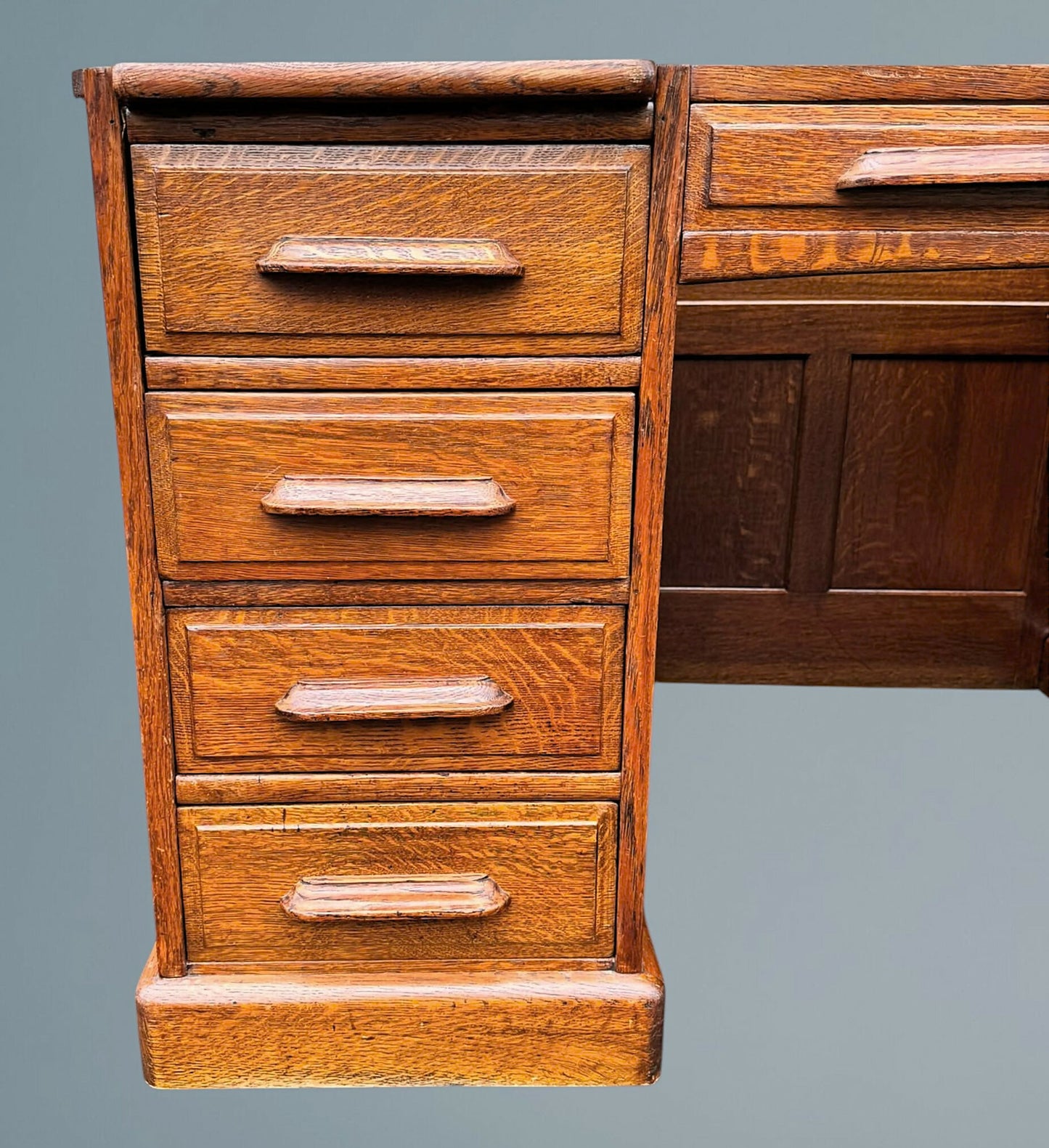 Large Antique Oak Roll Top Desk Jas Shoolbred & Co
