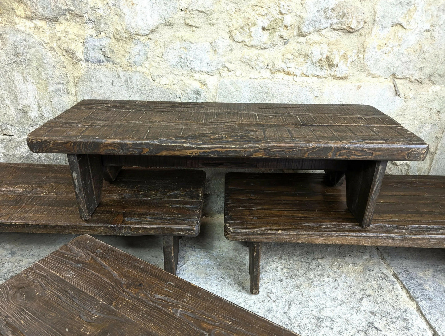 4 x Retail Rustic Display Table Risers - Wood - Childrens Benches Monitor Stands