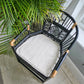Brighton Pavilion Style Horseshoe Back Chair Bamboo Fretwork Geometric Motifs Black Laquer Finish In Excellent Condition