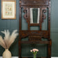Antique Oak Hall Stand with Seahorse Carvings