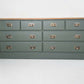 Large olive green rustic pine merchant sideboard/ chest of drawers