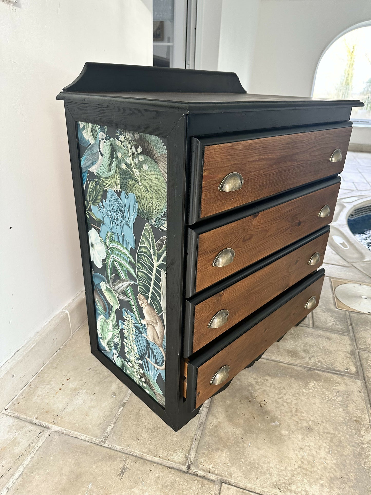 Custom Order Upcycled Chest Of Drawers Restored Wood Wallpaper Feature