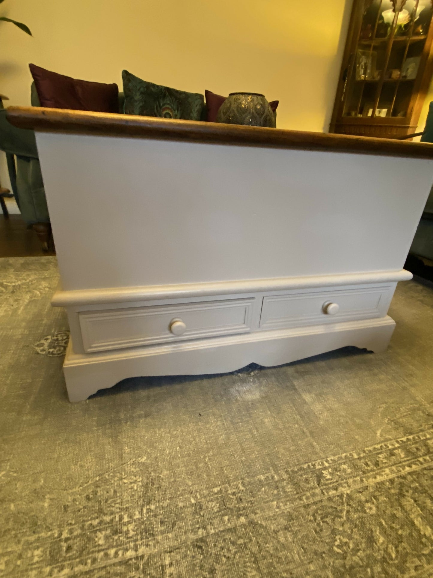 Vintage Painted Pine Chest, Blanket Box, Ottoman