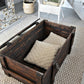 Vintage Army Chest Coffee Table, Reclaimed Wood Trunk Table on Wheels, Rustic Industrial Storage Chest, Dark Brown Loft Furniture