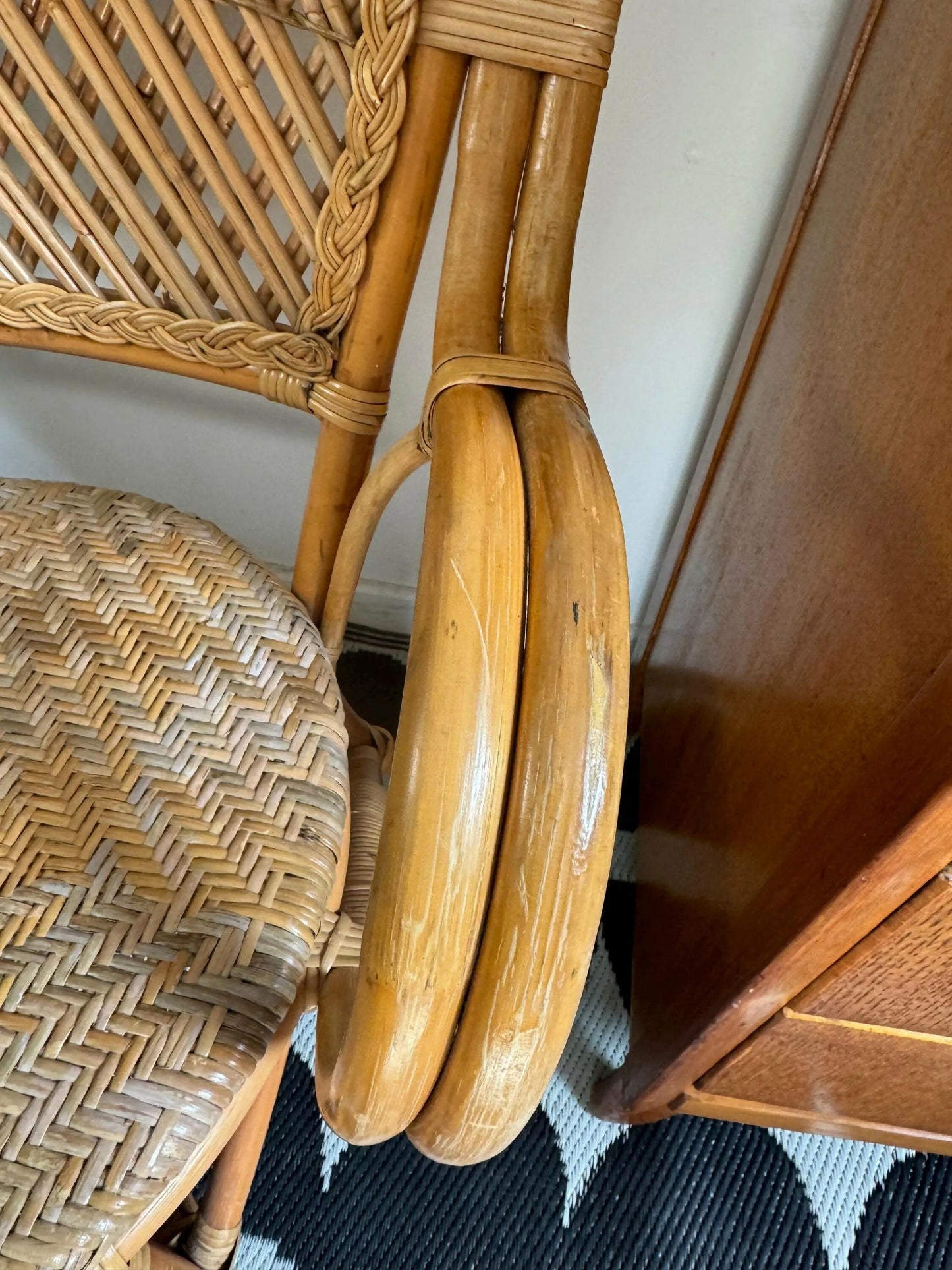 Mid Century Retro Vintage Bamboo Cane Chair