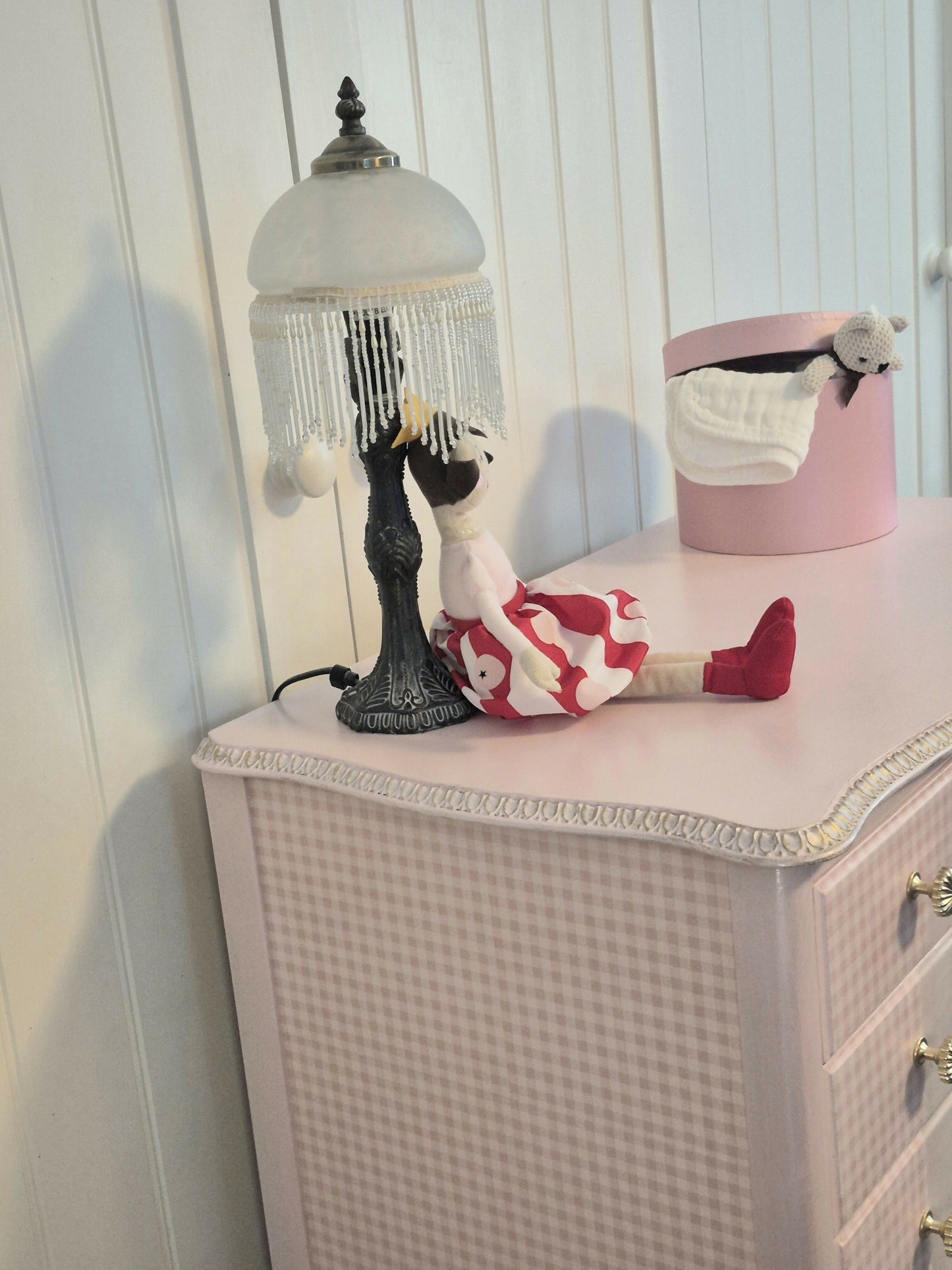 Upcycled French Chest of Drawers: Ballerina Decoupage, Blush Pink