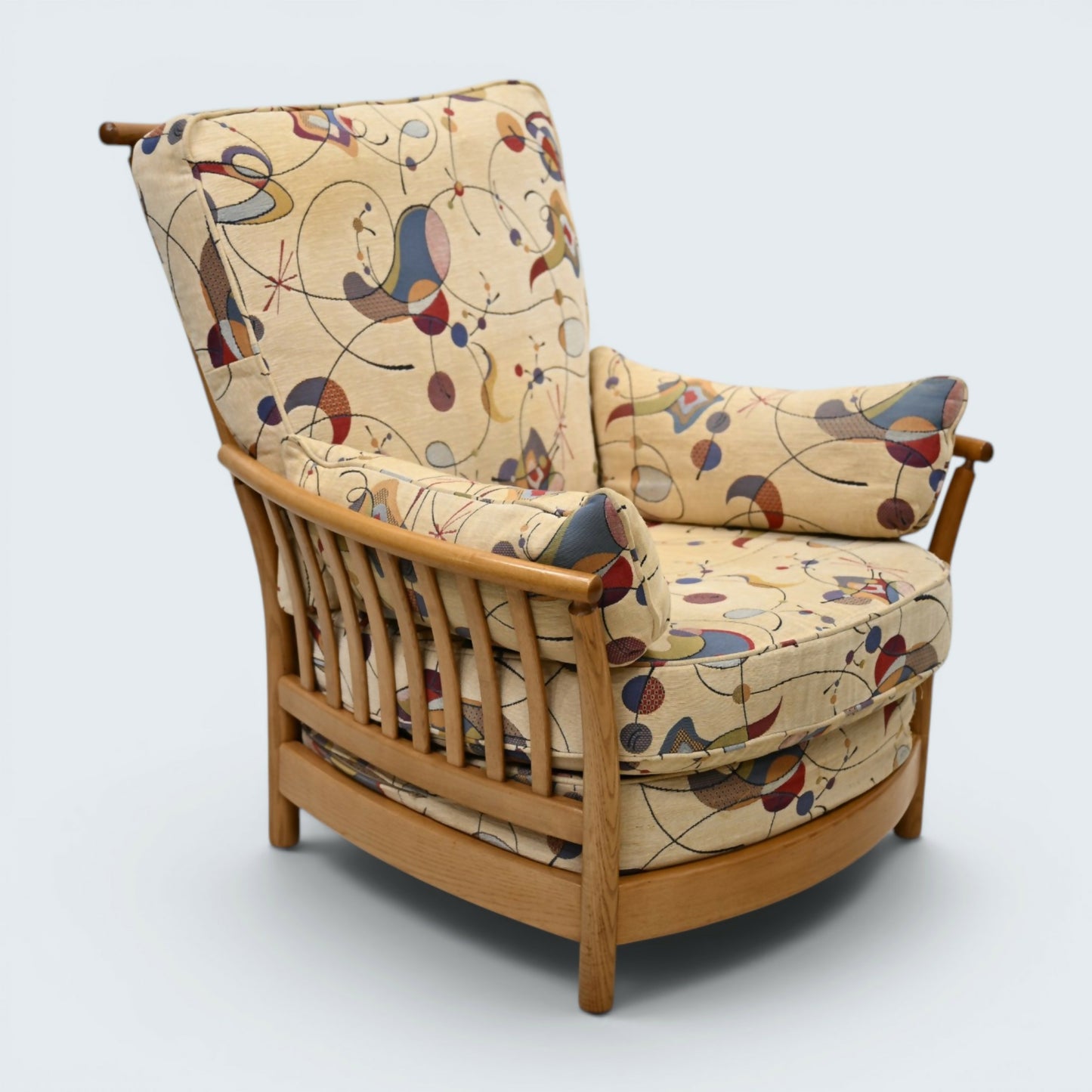 Ercol Renaissance Easy Chair Light Finish Miro Style Upholstery FREE UK Delivery