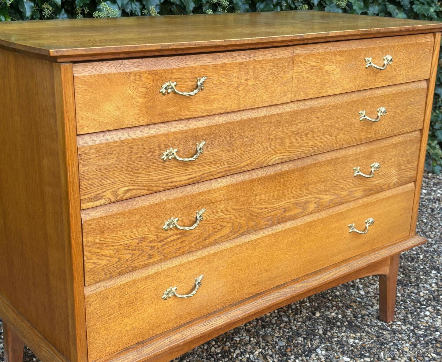 Vintage 1960's Handmade Oak Chest Of Drawers