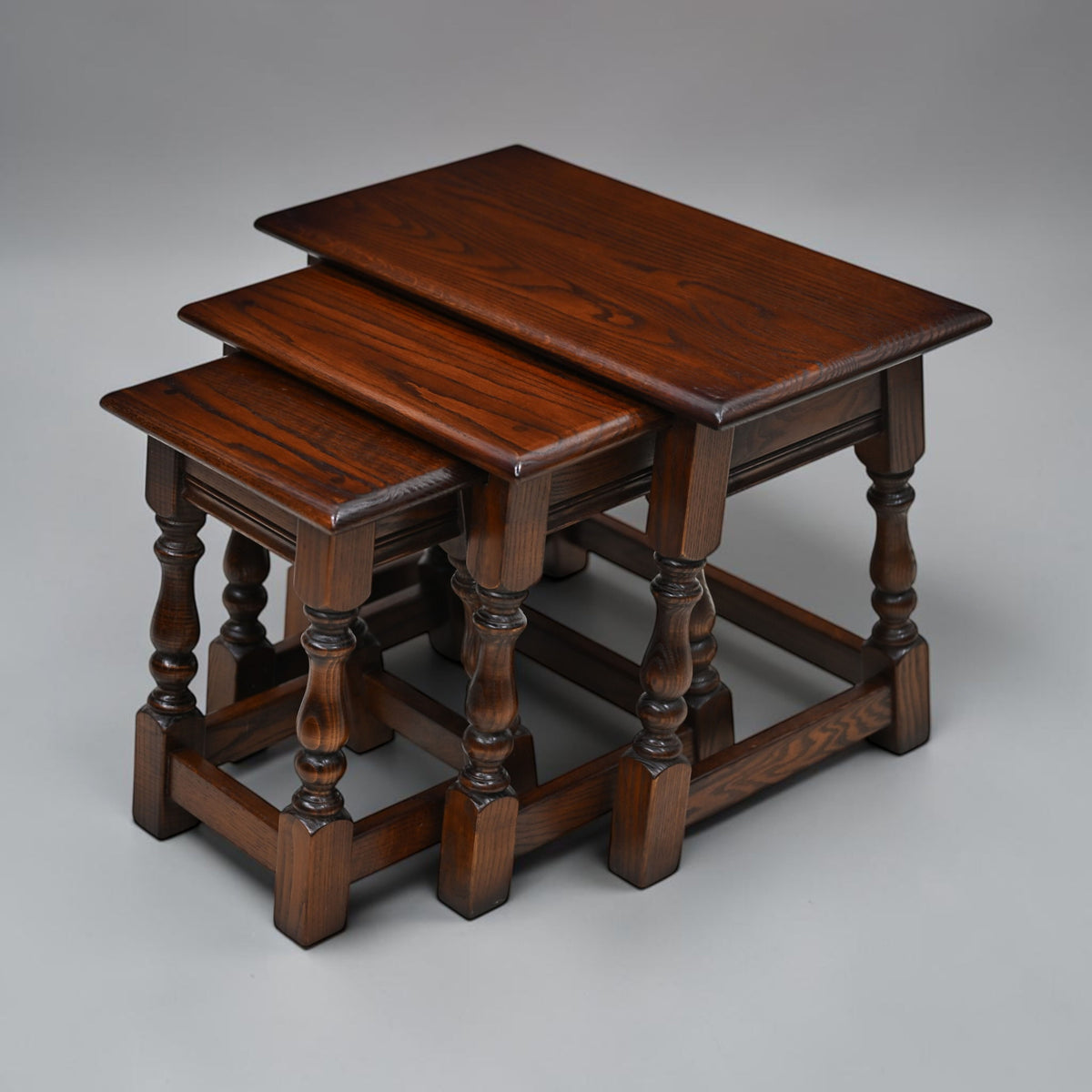 Old Charm Nest of 3 Tables Tudor Brown Finish Model 1494 FREE* UK Delivery