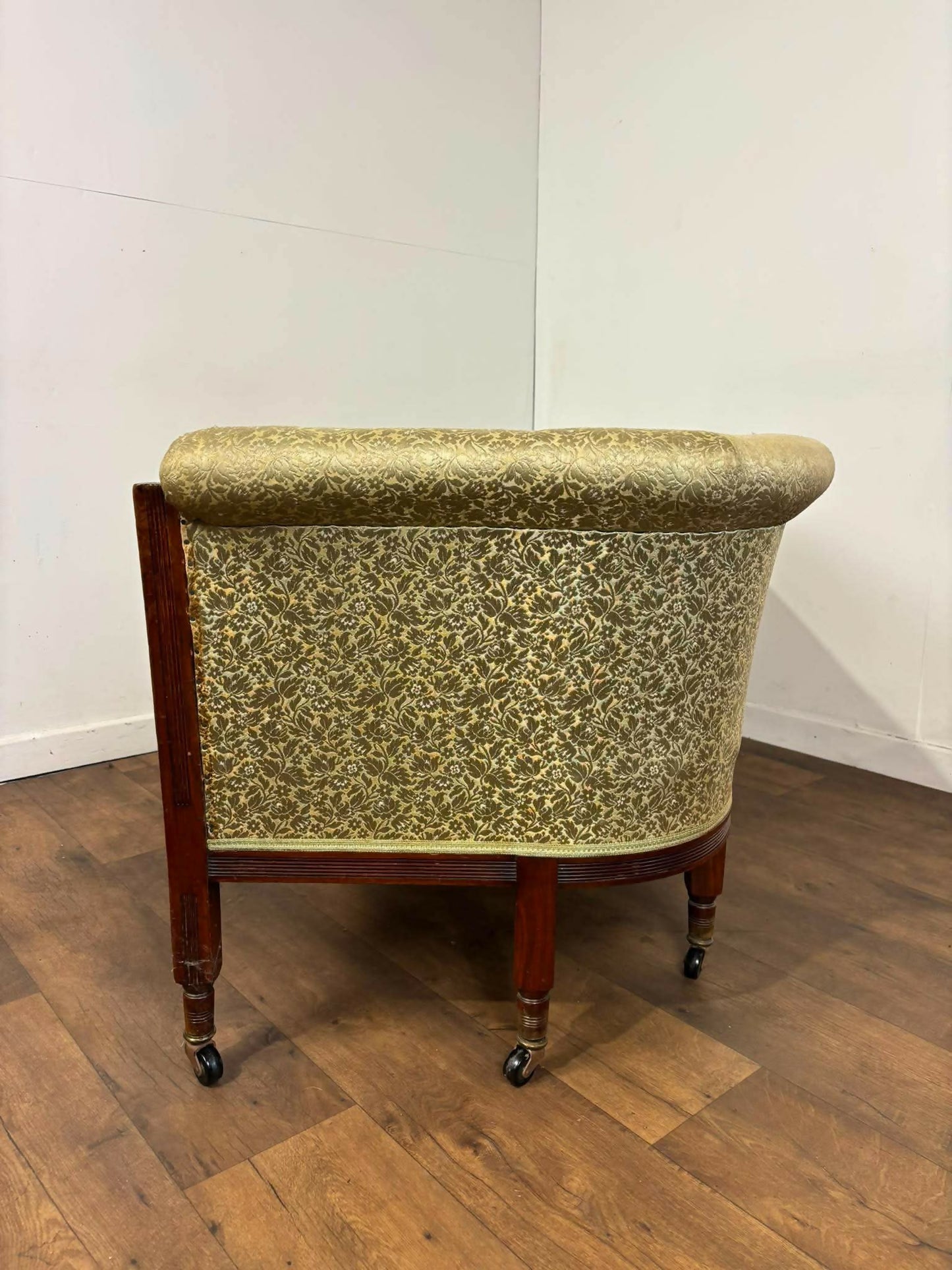 Edwardian Mahogany Upholstered Window Seat / Small Settee