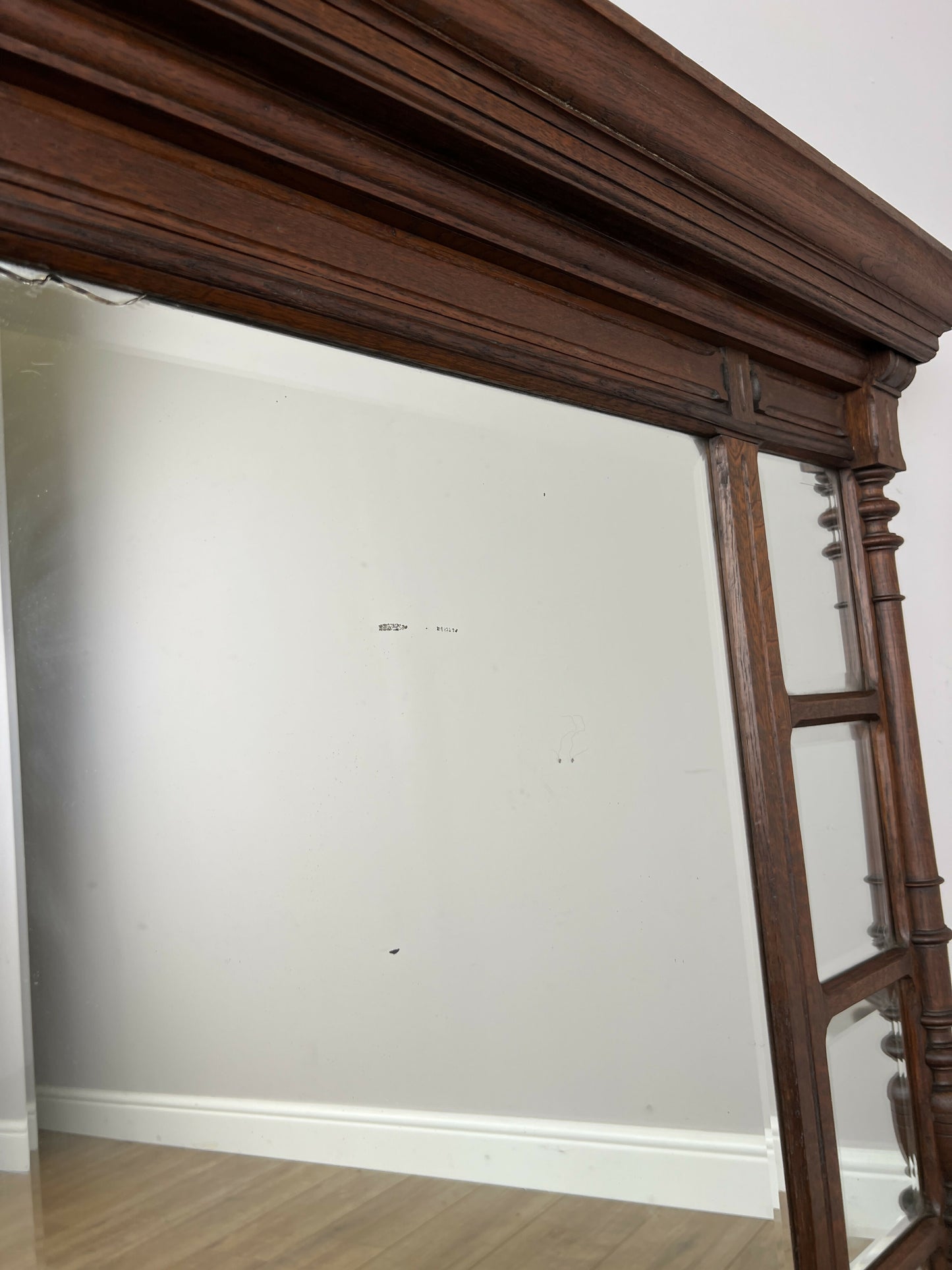 Mirror Antique French Oak Wall Mirror Bevelled Large Glass Wall Frame LOT 6370