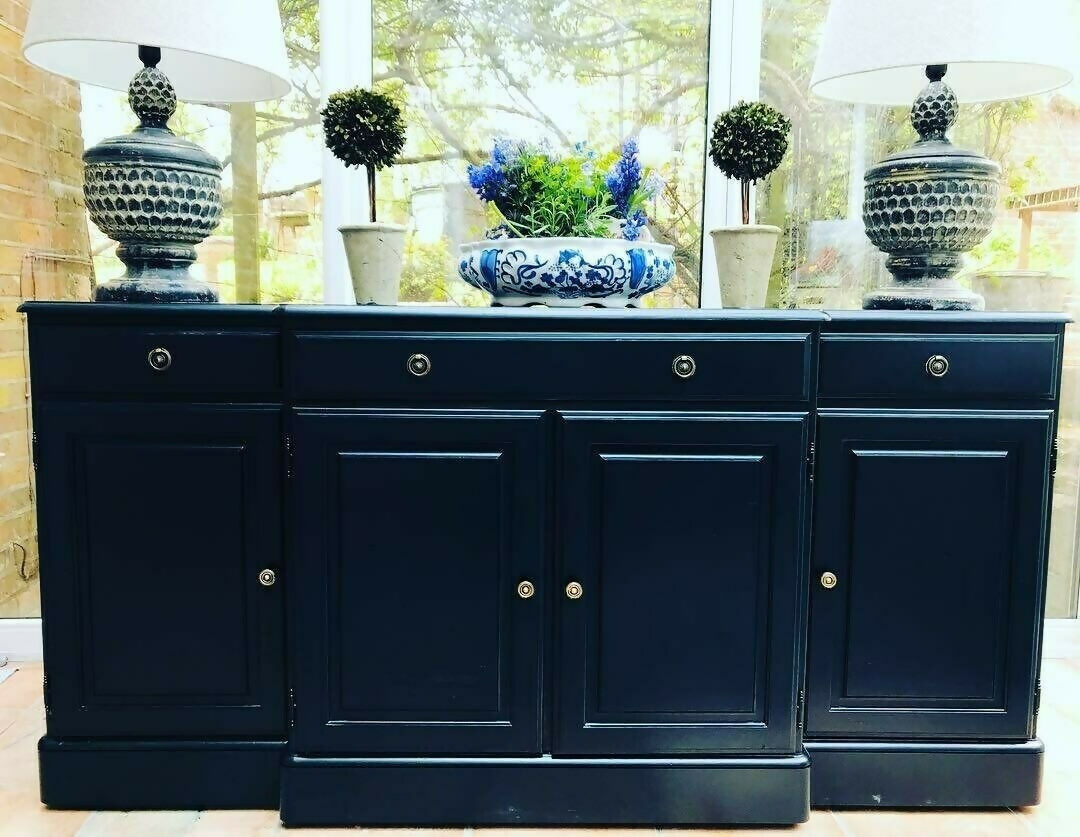 Large Painted Black Sideboard/Buffet/Credenza