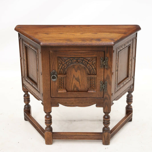 Old Charm Canted Table With Cupboard Finished In Tudor Brown FREE UK Delivery*. SBR9211/0506D