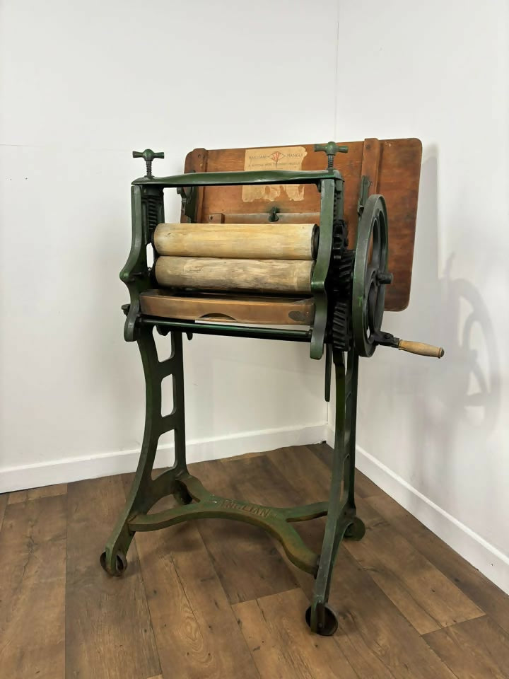 Vintage ‘Anglian’ Cast Iron Mangle With Pine Rollers