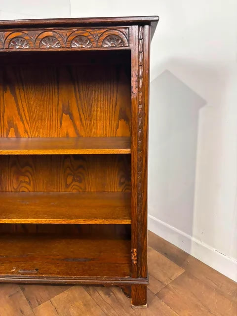 Vintage Dark Oak Open Bookcase by Jaycee – Made in England
